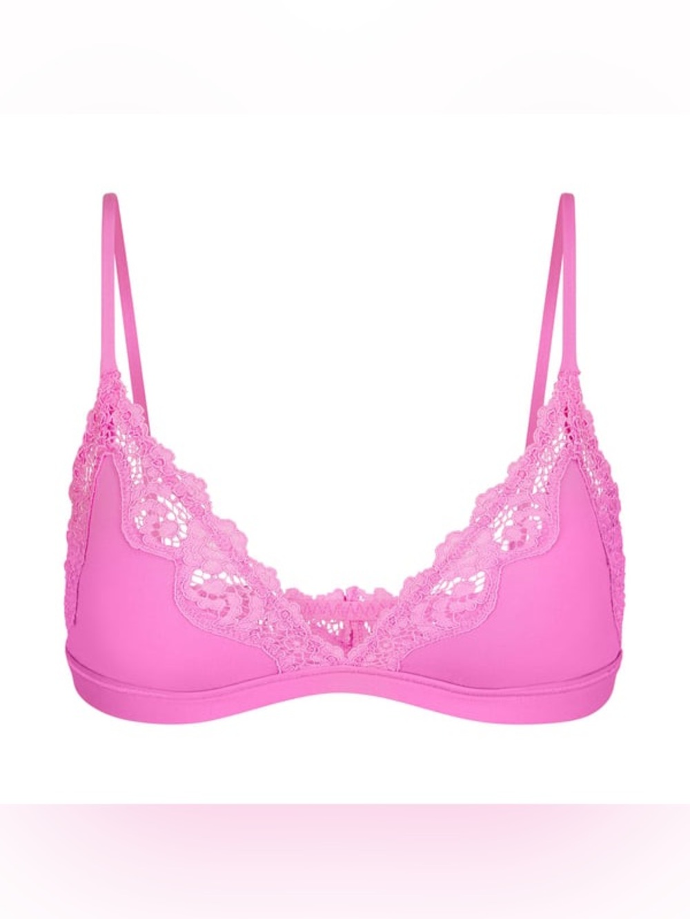 SKIMS FITS EVERYBODY LACE TRIM TRIANGLE BRALETTE IN NEON ORCHID